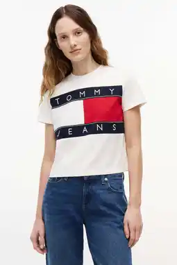 Wehkamp Tommy Jeans T-shirt met logo - wit aanbieding