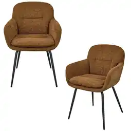 Wehkamp WOOOD Runa Eetkamerstoelen - Polyester - Warm Bruin - Set van 2 aanbieding