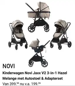 Van Asten BabySuperstore Kinderwagen Novi Jaxx V2 3-in-1 Hazel Melange met Autostoel & Adapterset aanbieding