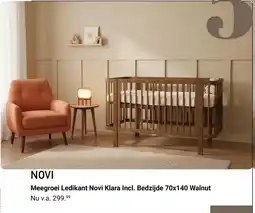 Van Asten BabySuperstore Meegroei Ledikant Novi Klara Incl. Bedzijde 70 x 140 Walnut aanbieding