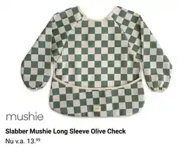 Van Asten BabySuperstore Slabber Mushie Long Sleeve Olive Check aanbieding