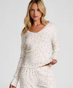 Hunkemoller Hunkemöller Geribde pyjamatop Wit aanbieding