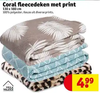 Kruidvat Villa Volance Coral fleecedeken met print 130x160 cm aanbieding