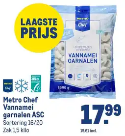 Makro Metro Chef Vannamei garnalen ASC aanbieding