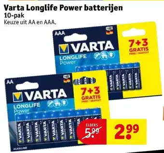 Kruidvat Varta Longlife Power batterijen AA of AAA 10-pack aanbieding