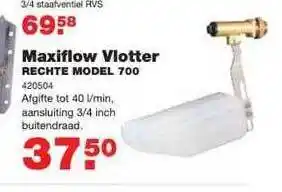 De Boer Drachten Maxiflow vlotter rechte model 700 aanbieding