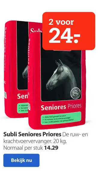 Pets Place Subli Seniores Priores aanbieding