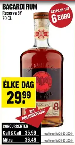 Dirck 3 Bacardi rum Reserva 8Y aanbieding
