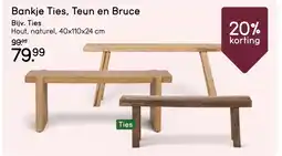 Leen Bakker Bekijk Bankje Ties, Teun en Bruce 20% korting aanbieding