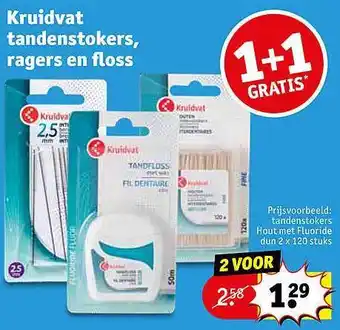 Kruidvat Kruidvat tandenstokers, ragers en floss 1+1 Gratis aanbieding