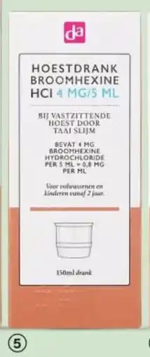 DA DA Hoestdrank Broomhexine 4 mg / 5 mL aanbieding
