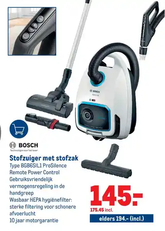 Makro Bosch Stofzuigerr met stofzak aanbieding