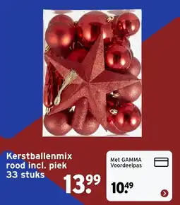 GAMMA Kerstballenmix rood incl. piek aanbieding