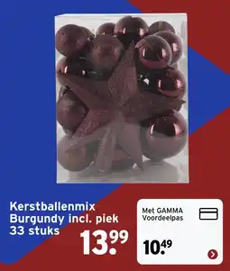 GAMMA Kerstballenmix Burgundy incl. piek aanbieding