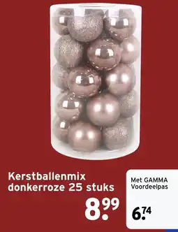 GAMMA Kerstballenmix donkerroze aanbieding