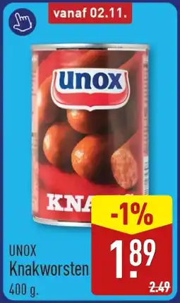 ALDI Unox Knakworsten aanbieding