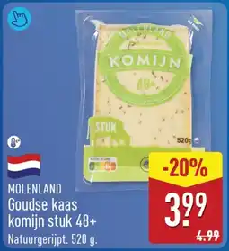ALDI Molenland Goudse kaas komijn stuk 48+ aanbieding