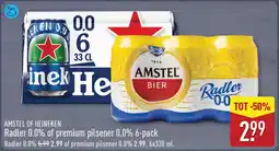 ALDI Amstel of Heineken Radler 0.0% of premium pilsener 0.0% aanbieding