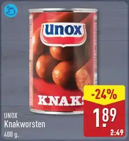 ALDI Unox Knakworsten aanbieding