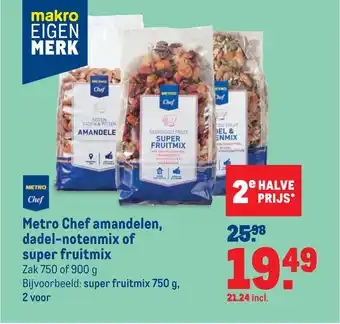 Makro Metro chef amandelen, dadel-notenmix of super fruitmix aanbieding