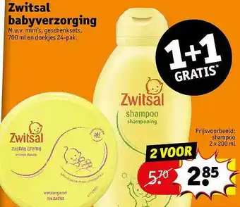 Kruidvat Zwitsal babyverzorging 1+1 Gratis aanbieding