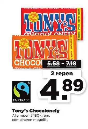 PLUS Tony's chocolonely aanbieding