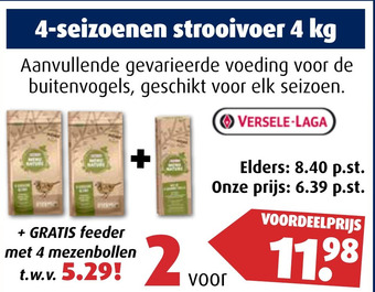 Huisdier Voordeelshop 4-seizoenen strooivoer 4 kg aanbieding