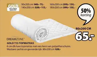 Jysk Dreamzone gold t15 topmatras 50% Korting aanbieding