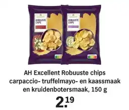 Albert Heijn AH Excellent Robuuste chips carpaccio truffelmayo en kaassmaak en kruidenbotersmaak aanbieding