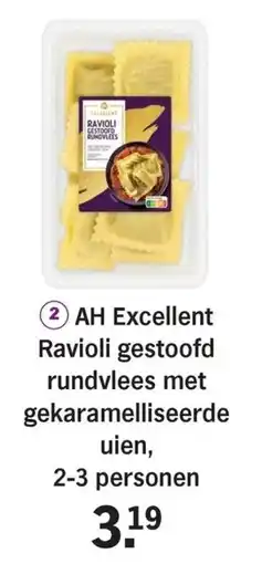 Albert Heijn AH Excellent Ravioli gestoofd rundvlees met gekaramelliseerde uien aanbieding
