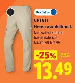 Lidl Crivit Heren wandelbroek aanbieding