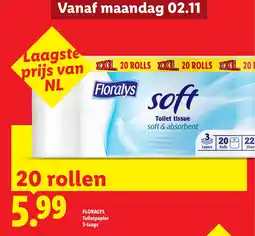 Lidl Floralys Toilet papier 3-laags aanbieding