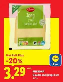 Lidl Milbona Goudse stuk jonge kaas aanbieding