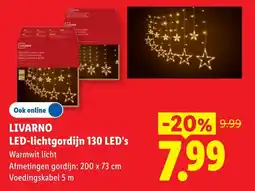 Lidl Livarno LED-lichtgordijn 130 LED's aanbieding