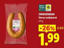 Lidl Zwagerman Verse rookworst aanbieding