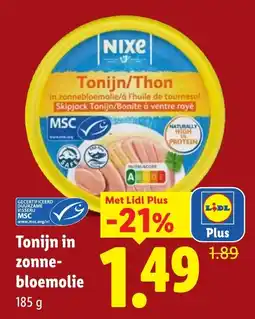 Lidl Nixe Tonijn in zonnebloemolie aanbieding