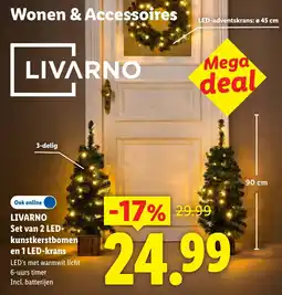 Lidl Livarno Set van 2 LED-kunstkerstbomen en 1 LED-krans aanbieding