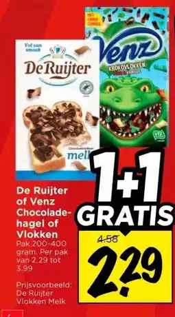 Vomar Voordeelmarkt De ruijter of venz chocolade hagel of vlokken aanbieding
