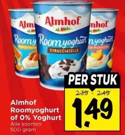 Vomar Voordeelmarkt Almhof roomyoghurt of 0% yoghurt aanbieding