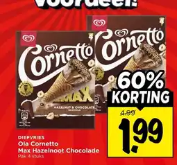 Vomar Voordeelmarkt Diepvries ola cornetto max hazelnoot chocolade aanbieding
