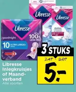 Vomar Voordeelmarkt Libresse inlegkruisjes of maand verband aanbieding
