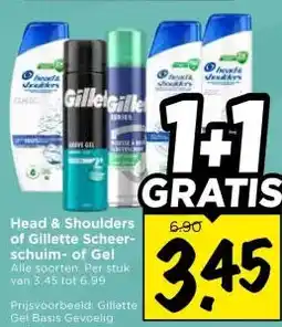 Vomar Voordeelmarkt Head & shoulders of gillette scheer schuim of gel aanbieding
