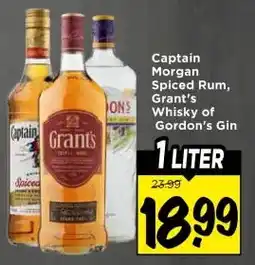 Vomar Voordeelmarkt Captain Morgan Spiced Rum, Grant's Whisky of Gordon's Gin aanbieding