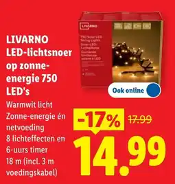 Lidl Livarno LED-lichtsnoer op zonne-energie 750 LED's aanbieding