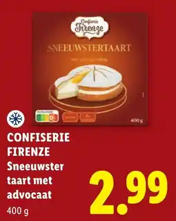 Lidl Confiserie Firenze Sneeuwster taart met advocaat aanbieding