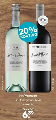 Mitra McPherson Pinot Grigio of Shiraz aanbieding