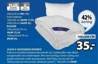 Jysk Ulvik 4-seizoenen dekbed  140x200 cm aanbieding