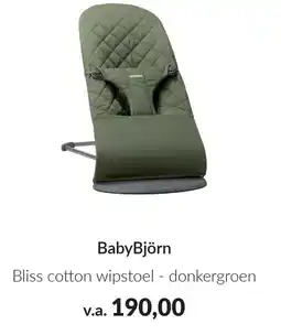 Babypark BabyBjörn Bliss cotton wipstoel - donkergroen aanbieding