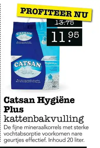 Dierspecialist Catsan hygiëne plus kattenbakvulling aanbieding