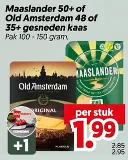 Dekamarkt Maaslander 50+ of Old Amsterdam 48 of 35+ gesneden kaas aanbieding